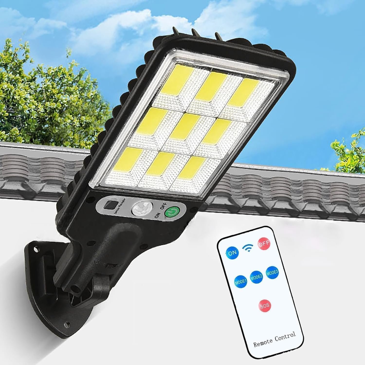 Hmcity 180W LED Solar Street Light Outdoor with Motion Sensor